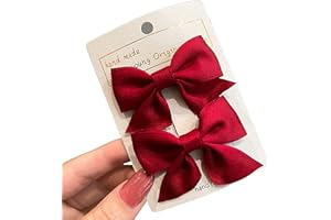 KERTFGOKU 2 Pezzi Mollette a Coccodrillo per Capelli con Fiocco in Gros-grain Accessori per Capelli Moda Ragazze Accessori per Capelli Donne Natale Matrimonio Compleanno (Rosso)