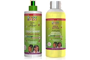 ICAN LONDON Baby Love Kids 2-in-1 Shea Butter Hair Care Set, Conditioning Detangling Spray and Moisturising Lotion, 500ml Each