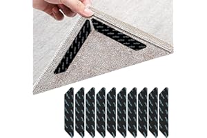 haoyuan 10 Pcs Rug Gripper - Anti Slip Rug Underlay, Washable Rug Grippers, Non-slip Carpet Grippers, Self Sticky Rug Sticker, for Marble, Tiled, Wooden, Hard Floors (Black)