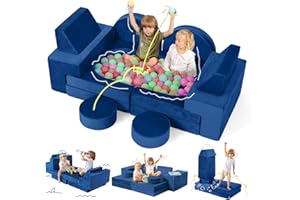Kidirect Spielsofa, Kindersofa aus Schaumstoff Bausteine - Spielsofa für Kinder & Kuschelecke im Kinderzimmer [OHNE Harte Teile], Blau