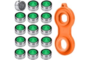 HTBAKOI Rompigetto Filtri Rubinetto Acqua Aeratore cucina bagno 15pz. Aereatori Rubinetti M24 di Alta Qualità in Ottone Placcato in Cromo in Plastica ABS + 1pz Chiave per Aeratore del Rubinetto Universale