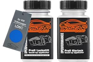 TRISTARcolor Autolack Lackstift Set für VW/Volkswagen LD5C Cornflower Blue Basislack Klarlack je 50ml