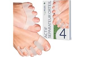 YOGAMEDIC® Séparateur Orteil Pour Orteils se Chevauchant en Silicone Améliorée 4 pcs 0% BPA – Soin Durillon – Correcteur d’Orteils pour Détente et Étirement – Correcteur Hallux Valgus Hommes & Femmes