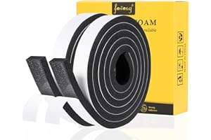 fowong Joint Adhésif en Mousse Caoutchouc, Joint pour Isolation Fenêtre Porte, Joint en Bande Épais, 25mm x 10mm x 2m, Isolation Thermique et Froid, Coupe Courant d'air, 2 rouleaux - Mousse Noir