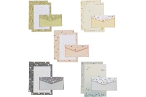 Zulbceo 45 sztuk papieru listowego i kopert, 45 kopert w stylu vintage, papier do pisania, papier z motywem z kopertą na kartki urodzinowe, zaproszenia, list ogłoszeniowy (5 stylów)