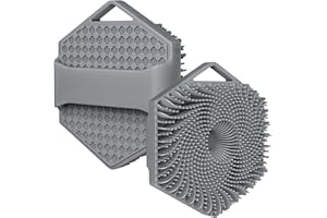 Kinretixia® Brosse de douche exfoliante en silicone souple, facile à saisir, pour un nettoyage en profondeur et un gommage du corps (gris)