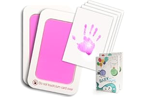 COODY Baby Footprint Kit & Handprint Kit, Cat/Dog Paw Print Kit, Non-toxic Twin Pack Newborn Ink Print Kits, 2 x Baby Handprint Ink Pads and 4 x Ink Print Cards for baby gift and keepsake, 2 pcs Pink