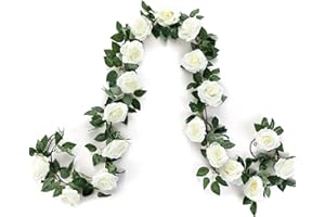 Amacoam Guirnalda de Flores Artificiales Flores Artificiales Colgantes Decoracion 2 Piezas 220cm Guirnaldas Decoracion Flores de Seda para Colgar en Fiestas Bodas Hogar Decoración de Interiores