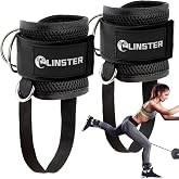 LINSTER Foot Loops for Fitness Rope with Fixed Rope, Foot Strap with 4 D-Rings and Neoprene, (2 Pack) for Men and Women, Glut