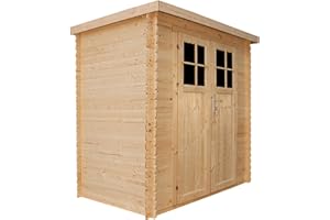 TIMBELA M311F Abri de Jardin en Bois- Porte verrouillable de Haute qualité - Stockage extérieur l204xL142xH200cm/2.22m2- Petit abri à Outils, Local à vélos - Toit imperméable, fenêtres