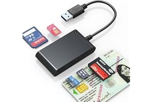 BAWANFA PRO 7en1 Lecteur de Carte Identité Belge - Adaptateur MicroSD, SD, MMC, SIM, M2, Memory Stick Pro Duo - Pour Carte Digitale Signature, DNI, Santé, eID