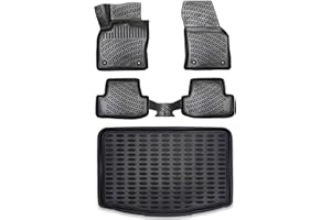 ELMASLINE 3D Tapis de Sol et Tapis de Coffre pour Renault Kadjar | Plancher de Chargement supérieur | 2015-2025 | Tapis de Voiture et Bac de Coffre | Accessoires Auto