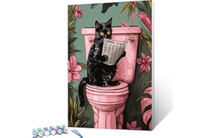 Tucocoo Paint by Numbers for Adults, Easy Oil Painting Kit on Canvas with Brushes and Acrylic Pigment, Funny Bathroom Picture for Home Decor, 40 x 50 cm (Frameless)