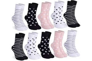 Mowenti socken damen 39-42 35-38 sportsocken strümpfe socks Damensocken bunte schwarz Streifen Punkte baumwollsocken 10 Paar