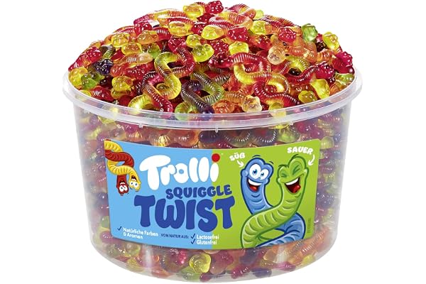 Trolli Squiggle Twist söta och sura slingade maskar 1 200 g