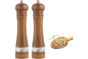 NEXROLA Macina Pepe Set di 2 Pezzi Legno,Macina Sale e Pepe Manuale con Trasparenti Finestra in Acrilico,Saliera e Pepiera con Regolabile Macinino in Ceramica per Sale, Pepe, Spezie,Macinapepe Manuale