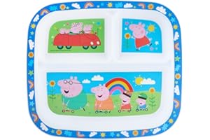 Peppa Pig Hooray 3-Section Children's Divided Plate - BPA-Free, Durable & Colorful Dining for Children 36+ Months, Perfect for Balanced Meals
