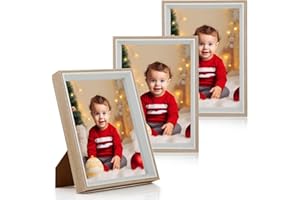 Anhow Set di 3 Cornici per Foto da 10x15 cm (4 x 6 Pollici), Cornici per Foto per la Decorazione con Foglio Acrilico Trasparente Infrangibile - Bianco Venatura del Legno / 3 Pezzi