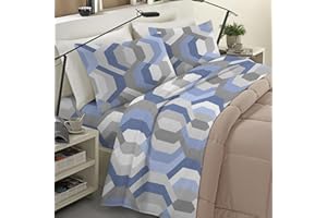 BANZAII TEXTILE INNOVATOR ONLINE Banzaii Completo Lenzuola Matrimoniale Maxi Invernale in Flanella Felpate 100% Cotone Anti-Pilling 2 Piazze Maxi Atena Azzurro