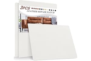 YAFLC Patch de Réparation en Cuir, 3pcs 28x21cm Kit De Patch en Cuir Patch de Réparation Kit pour Vestes, Canapés, Sièges de Voiture, Meubles Blanc
