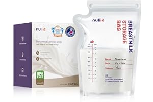 Nuliie 300 Pezzi Sacchetti Latte Materno, 250ml Contenitori Latte Materno Sterili, Contenitore Latte Materno con Beccuccio Allattamento, Senza BPA, Buste Resta in Piedi Da Sola, Salva Spazio