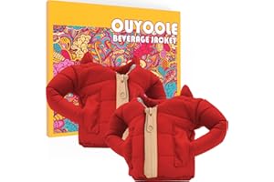 OUYOOLE Beer Can Cooler Jacket, Can Cooler Insulated Vest Jacket Cover, Beer Gifts for Men Women Beer Lovers,Beverage Jacket Drink Coolies (2 Pcs Red)