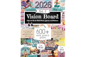 Vision Board Clip Art Book With Words, Quotes & Pictures Vol 2: Manifest Your Perfect Life With 600+ Inspirational Images, Powerful Words, Quotes and ... For Women (2026 Vision Board Supplies)