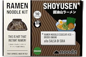 Noodz Ramen kit Shoyu Vegano: noodle di grano italiano + brodo umami. Artigianale, Made in Italy. Cottura 4 min. (5 pz x 140g)