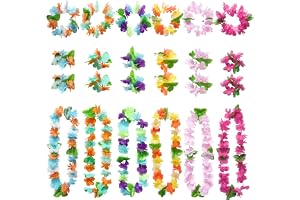 PARSUP 24 stycken hawaiiska tys-festdekorationer, blompannband armband-halsband-girlang, tropisk aloha-Luau-Hawaii-fest-natt
