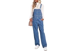 Vetinee Womens Denim Dungarees Loose Fit Wide Leg Bib Stretch Baggy Jeans Jumpsuit Overalls Y2K Comfy