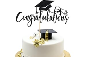 Arthsdite 1Pc Congratulations 2024 Graduation Cake Topper, Congrats Grad Cake Decor - 2024 High School/College/Senior Graduation Party Decorations Supplies - Black Glitter