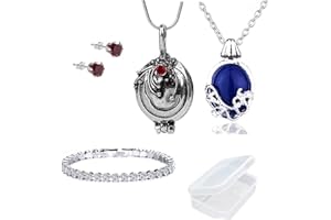 PPX 5 Pcs Vampire Diaries necklaces, Earrings and Bracelet - Daywalking Katherine Necklace -Verbena Necklace Chain Can Open Silver with Transparent Storage Box