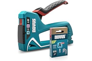 NOVUS TOOLS Handtacker J-25 Set mit 1800 Klammern │ Kleiner 2-in-1 Metall-Tacker für Holz mit Softgrip-Hebel und Unterlademechanik │ Für Feindraht- und Flachdrahtklammern von 4 bis 10 mm