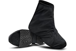 bruwaa Copriscarpe impermeabili da bicicletta, con strisce riflettenti, punta della suola rinforzata e chiusure in velcro regolabili, copriscarpe impermeabili e resistenti all'umidità