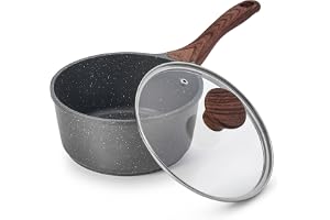 SENSARTE Nonstick Sauce Pan with Lid, 1.5QT Small Pot with Swiss Granite Coating, Stay-cool Handle, Multipurpose Handy Small Saucepan, Induction Capable, PFOA Free (16cm)