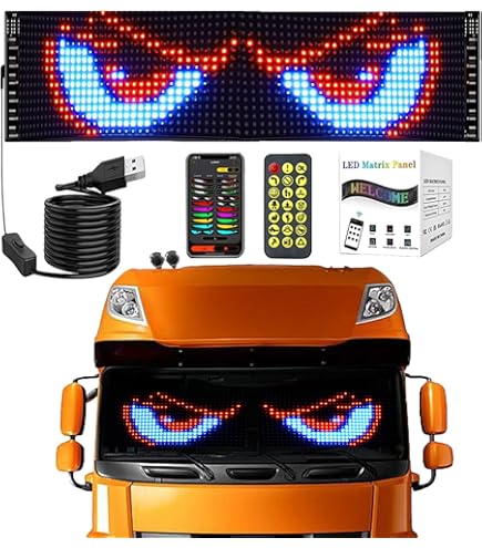 KZO Devil Eyes LED Display 60x12cm - App & Fernbedienung, Wasserdicht Für Auto & Party