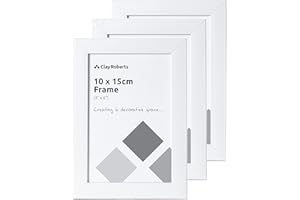 Clay Roberts Photo Picture Frames 6 x 4, White, Pack of 3, Freestanding and Wall Mountable, 10 x 15 cm, 6x4 Picture Frame Set