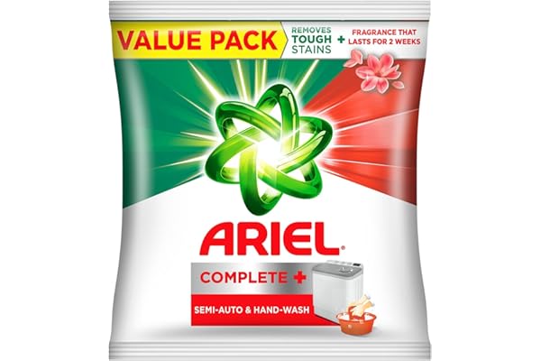 Ariel Complete Detergent Powder - 4kg Removes 100 Tough Stains in 1 wash Fragrance that lasts for 2 weeks For Semi Auto Washing Machine & Bucket Wash