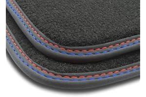 M MOTOS MOTOS tapis voiture en velours premium destiné à BMW X5 E70 2006-2013 - Premium, Matt, Rouge-bleu - Découvrez un nouveau confort de conduite avec un jeu de tapis de sol voiture en velours pour votre t