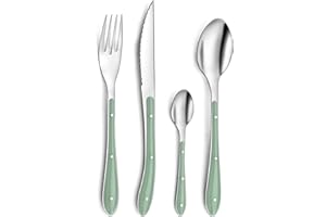 Amefa 1-2-3 S24 Cubiertos INOX+PP Bistro, Acero Inoxidable, Verde Aguamarina