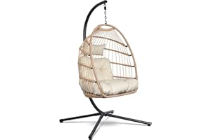 Swoods Silla Colgante de Huevo – Silla Colgante con Soporte – para Interior y Exterior – Incluye Cojines y Fundas – Silla de Huevo – Cocoon – Silla de Huevo – hasta 150 kg