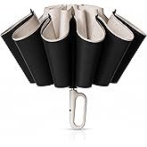 Zemic UV Reversible Umbrella with Novelty Carabiner Handle, Travel-Friendly Umbrellas for Sun & Rain Protection, Windproof Co
