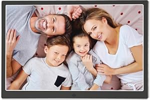 KASTISS Cadre photo numérique, cadre photo numérique, 38,1 cm, écran HD, avec télécommande, fente pour carte SD, calendrier, réveil, montage mural (noir)