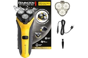 Remington Rasoir rotatif électrique [Durable et puissant] indestructible (humide et sec, boîtier en polycarbonate, tondeuse précision confort+guide barbe 3 jrs, charge USB, voltage universel) PR1855