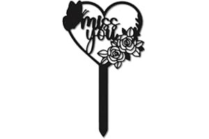 CREATCABIN Butterfly Grave Stake Cemetery Metal Decorations Waterproof Iron Miss You Heart Shaped Sympathy Remembrance Plaque with Stake Memorial Sign For Loss Of Love Outdoor Yard Garden 9.8 x 5.9in