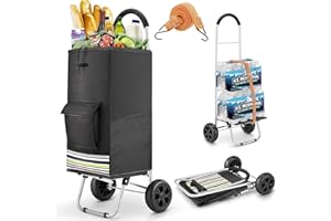 Wilbest 75Ltr Lightweight Shopping Trolley on 2 Wheels 2024 model, Polypropylene (PP) Stainless steel, Black, Large Luggage Bag