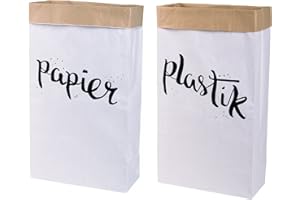 LIFESTYLE LOVER 2er Pack Papiersack Paper Bag eckig aus Kraftpapier Mülleimer 'papier & plastik'
