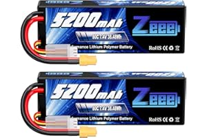 Zeee 2S Lipo Battery 7.4V 80C 5200mAh Batería de Estuche rígido con Enchufe XT60 para RC Evader Bx Coche Camión Camión Truggy RC Hobby (2 Paquetes)