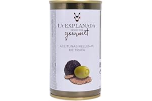 LA EXPLANADA A.S. Cazorla - Lot de 15 boîtes d'olives farcies à la truffe Explanada gourmet - Olives Cazorla - manzanilla farcies - format boîte - poids net égoutté 150 g - Origine Espagne