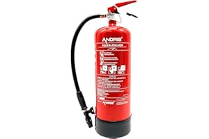 ANDRIS Feuerlöscher - fluorfrei 6L ABF Schaum (Fettbrand) 9LE (27A, 144B 25F) inkl. Wandhalterung, Standfuß & Prüfnachweis